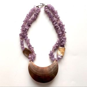 Mother of Pearl and Tumbled Amethyst Necklace